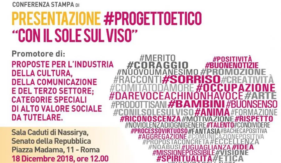 Al Senato della Repubblica presentazione del progetto etico “Con il sole sul viso”