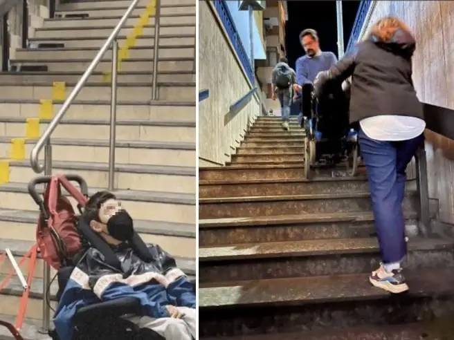 Roma metro A, costretti a trasportare il figlio disabile a braccia per le scale. Il padre: “La prima volta che mi capita”